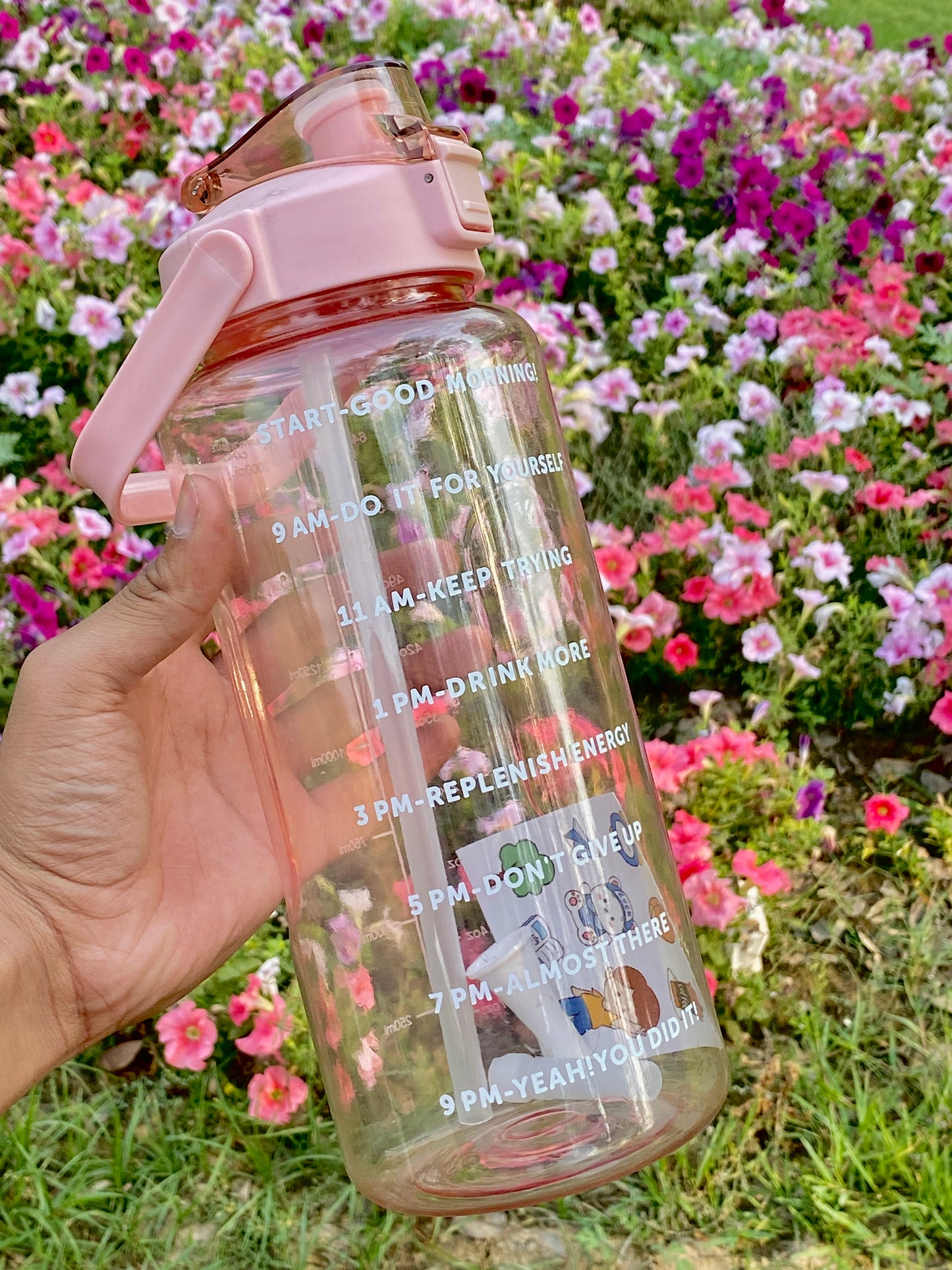 2L SPORTS WATER BOTTLE WITH STRAW AND FREE STICKERS 🪐༘