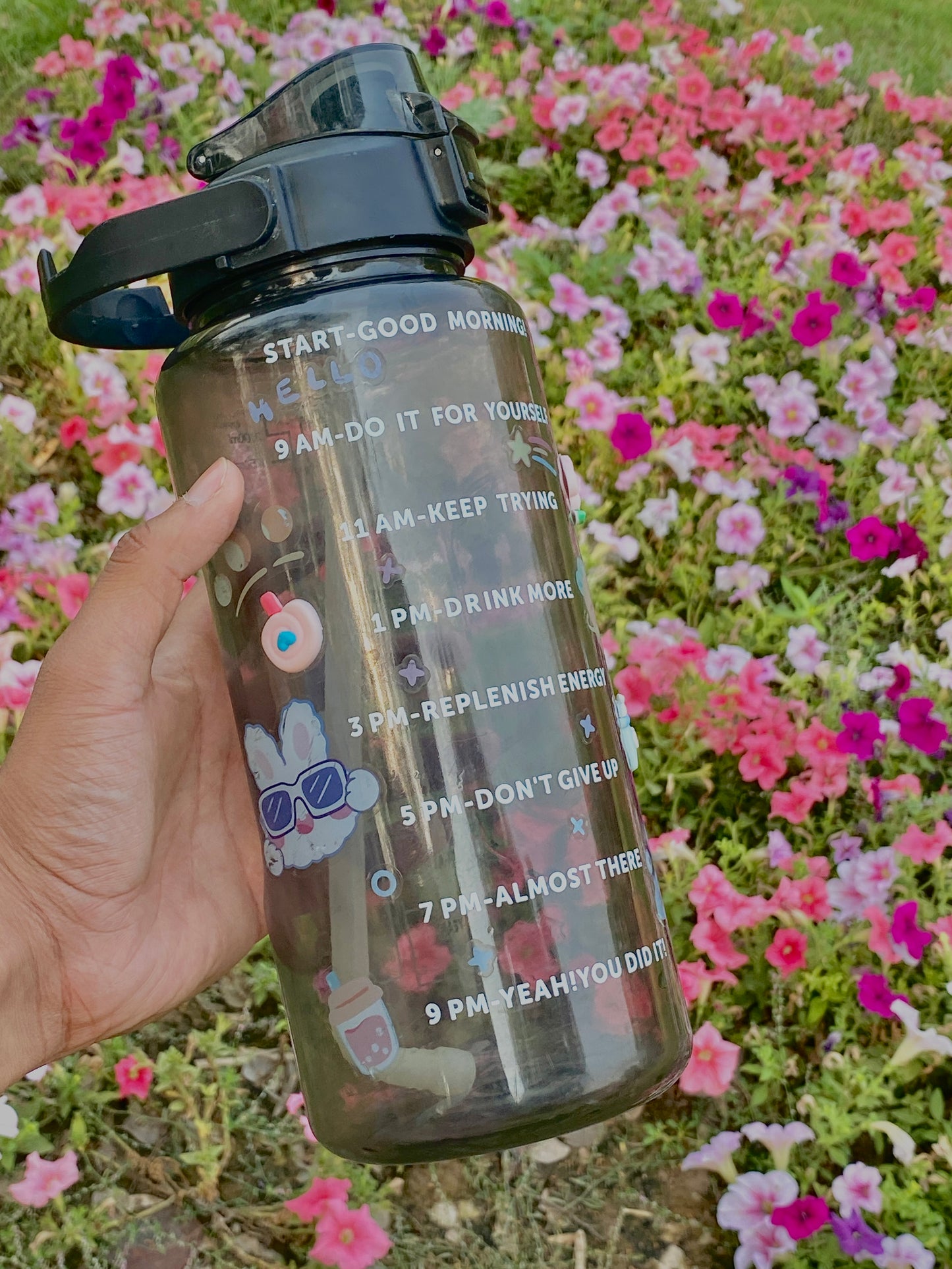 2L SPORTS WATER BOTTLE WITH STRAW AND FREE STICKERS 🪐༘