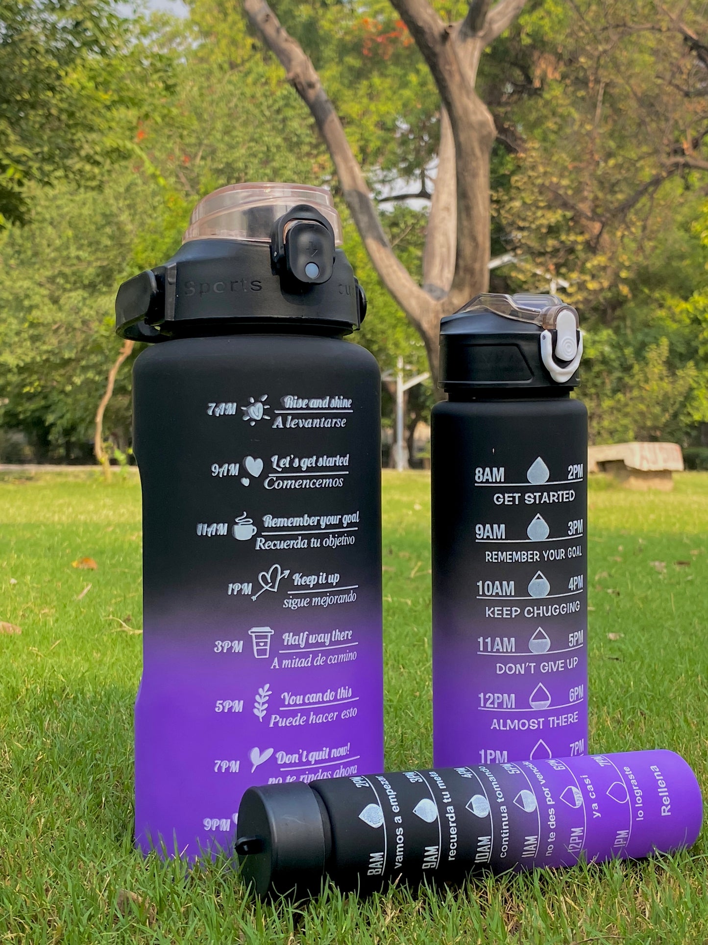 3PCS Motivational WATER BOTTLE WITH STRAW