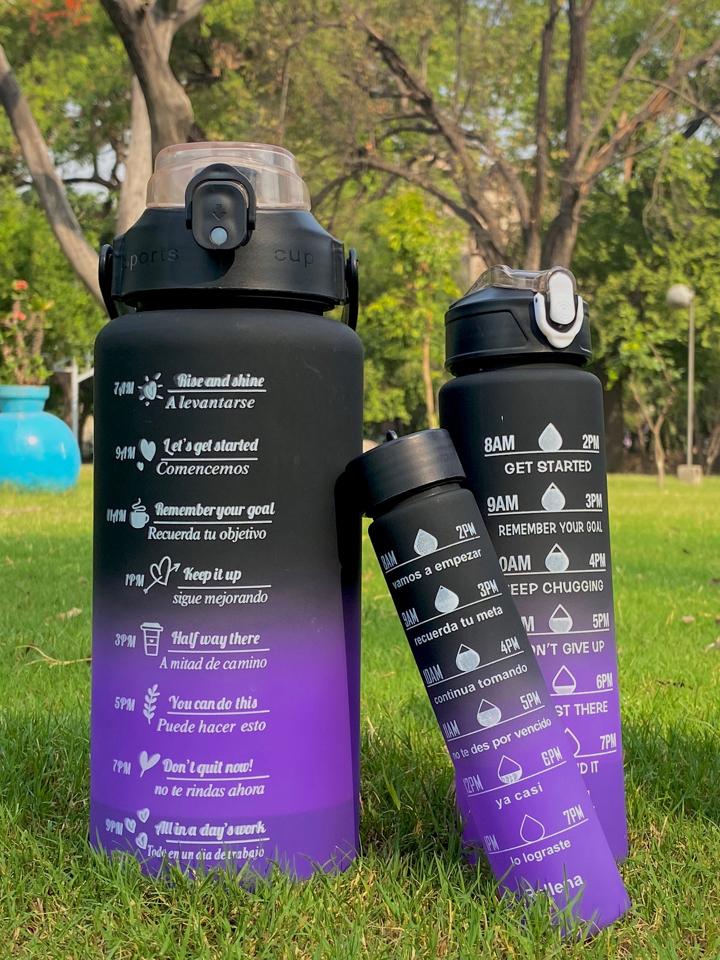 3PCS Motivational WATER BOTTLE WITH STRAW