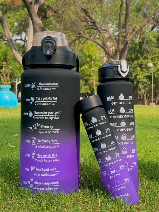 3PCS Motivational WATER BOTTLE WITH STRAW